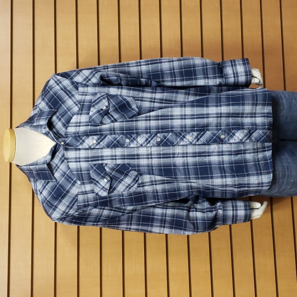 Wrangler Mens Western Plaid Pearl Snap Shirt Size XL
